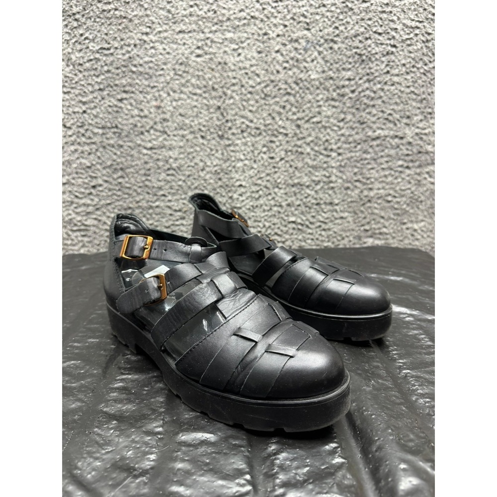 Vagabond Aurora Leather Closed Toe Chunky Flat Sandals Black Womens Size 39